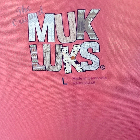 MUK LUKS the original open front cardigan size L. L/S in dusty rose color. EC - Picture 3 of 11